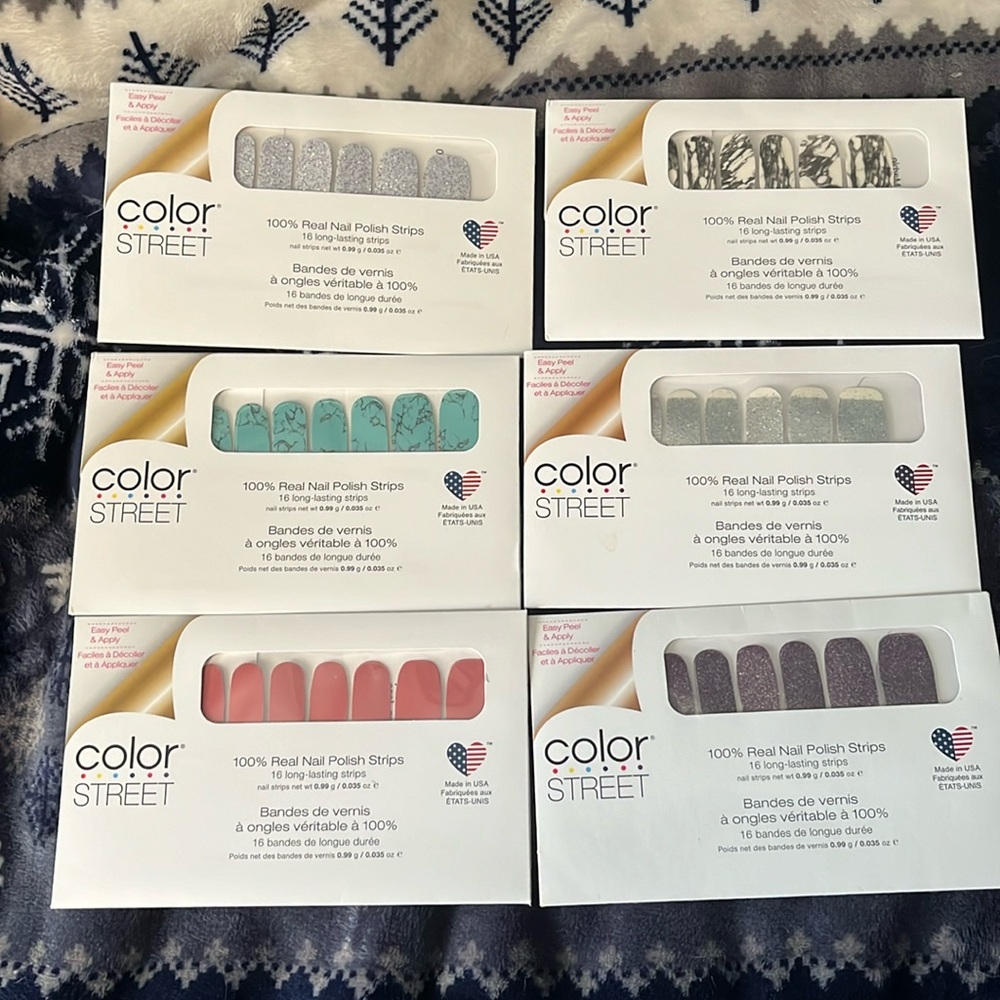 Color Street 100% Real Nail Polish Strips assorted colors, 6 sets